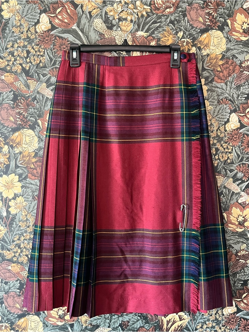 🇨🇦 Vintage Wool Tartan Kilt Grand Bourgogne Highland Queen Academia Westwood